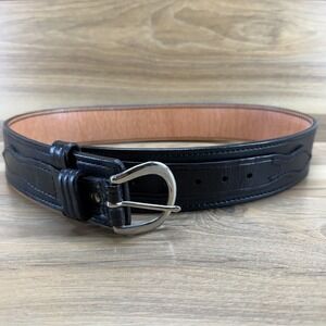 DON HUME Duty Belt 36 Black Leather 2.25 in Oklahoma USA Made